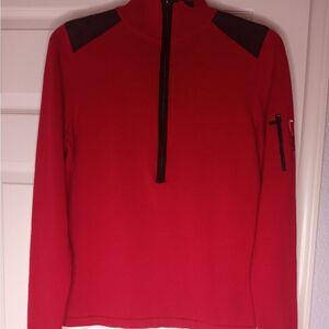 Ralph Lauren LRL Red Black Knitted Half Zip Sweater Lauren Active size Large